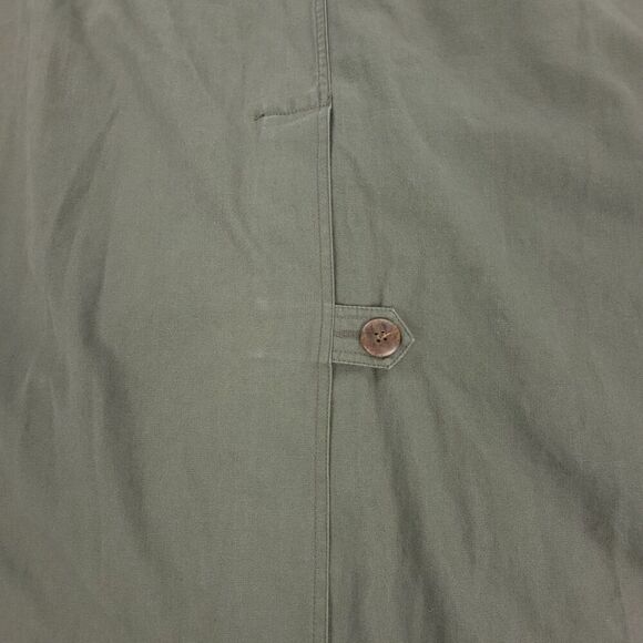 EDDIE BAUER 90s Corduroy Collar Canvas Barn Trench Coat Chore Jacket Large Olive - Picture 7 of 8